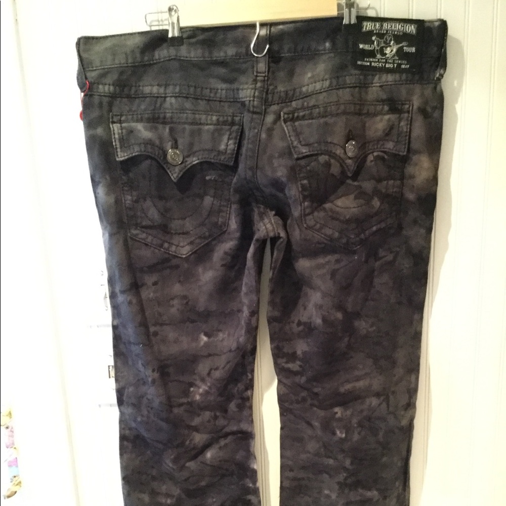 True Religion Jeans 40 Ricky Ricky Black Tie Dye
